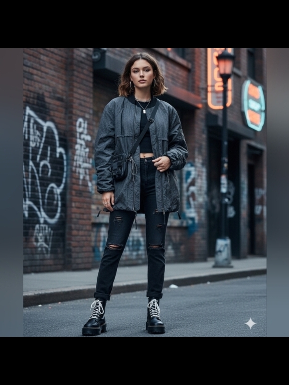 Free People Dark Gray Oversized Bomber Jacket (Lg) - Picture 2 of 6